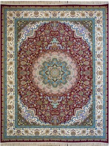 فرش ماشینی 1200 شانه طرح اصفهان لاکی - کد 14 A